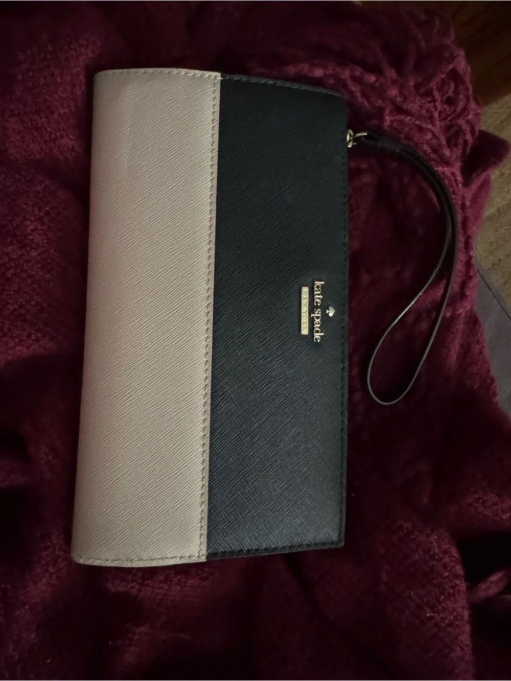 kate spade Black & Light Pink Colorblock Wristlet Wallet